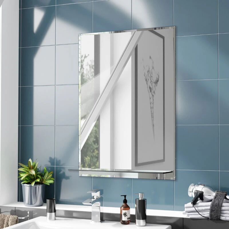 Image of NES HOME Nes Home - Bowen 500 x 700 Straight Corner Mirror with Glass Shelf MIR-A5070SF