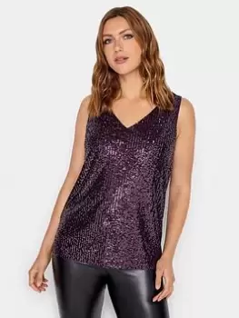 Image of Long Tall Sally Purple Sequin Swing Vest Top, Purple, Size 10, Women