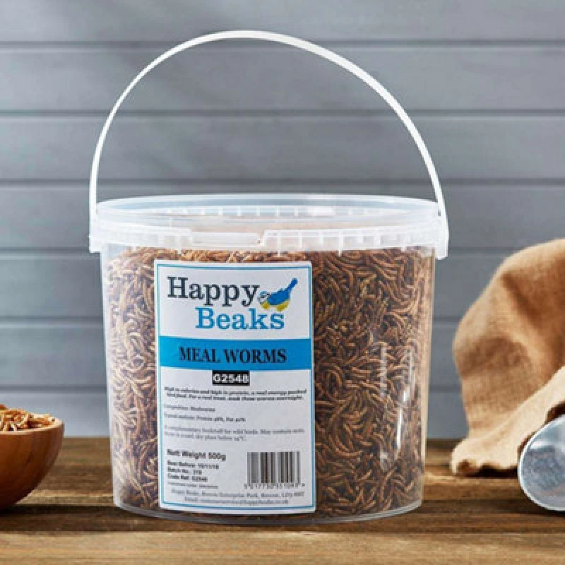 Image of Garden Gear Happy Beaks Dried Mealworms For Wild Birds High Energy, High Protein Premium Bird Food (1Kg)
