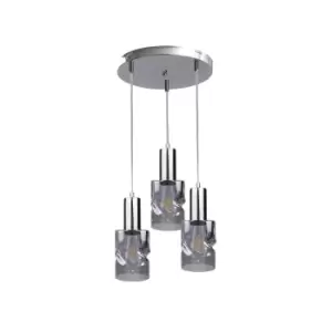 image of Cross Cluster Pendant Ceiling Light Dark Silver, 30cm, 3x E27