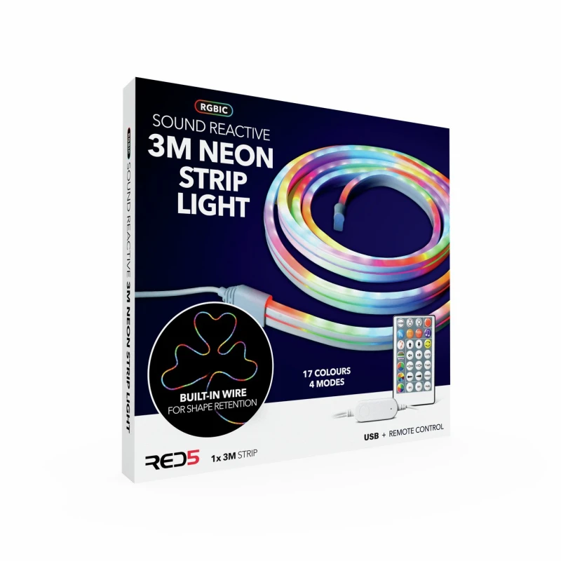 Image of MENKIND RED5 Sound Reactive RGBIC Neon Strip Light - 3 m, White 5056327922117