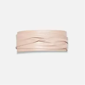 image of Missguided Faux Leather Sash Wrap Belt - Nude