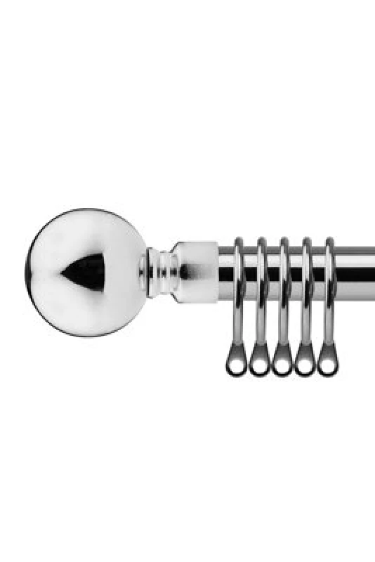 Image of 16-19mm Sphere Extendable Metal Curtain Pole Set Chrome 120-210Cm