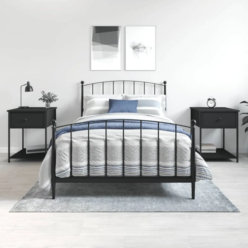 Image of VIDAXL Bedside Tables 2 pcs Black 44x45x58cm Engineered Wood Vidaxl 825844