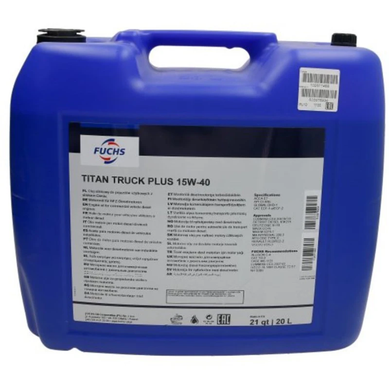 Image of FUCHS 602031150 Engine oil Capacity: 20l, 15W-40, Mineral Oil Engine Oil (1862)