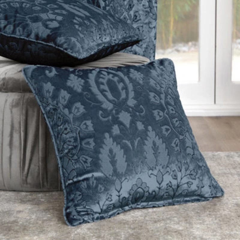 Image of Curtina Trinity Jacquard Filled Cushion 43cm x 43cm Blue