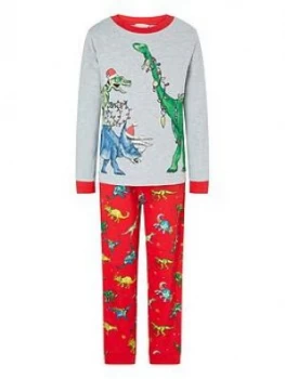 image of Monsoon Boys Christmas Dino Pyjamas - Red, Size 5-6 Years