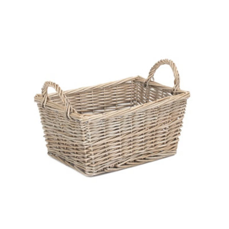 Image of Red Hamper St056 Wicker Medium Antique Wash Finish Handled Unlined Storage Basket