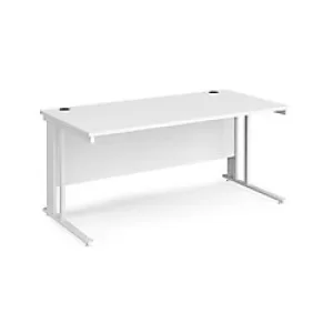 image of Rectangular Straight Desk White Wood Cable Managed Legs White Maestro 25 1600 x 800 x 725mm