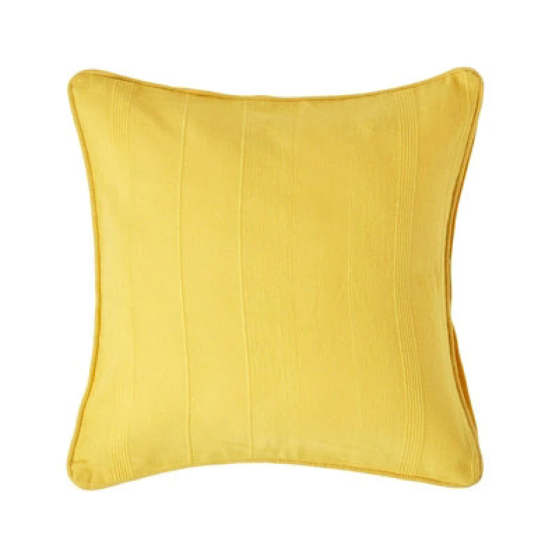 Image of Homescapes Cotton Rajput Ribbed Yellow Cushion Cover, 60 X 60 Cm