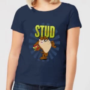Image of Looney Tunes Stud Taz Womens T-Shirt - Navy - L