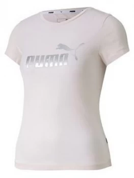 Puma Girls Essential T-Shirt - Pink, Rosewater, Size 5-6 Years, Women