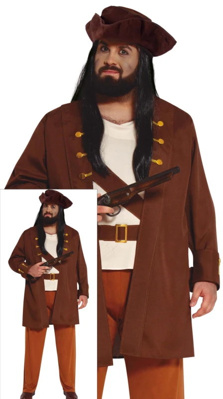 Image of Fiestas Guirca Fancy Dress Teen Pirate Captain in Brown Size: 15-16 Years Brown Unisex 15-16 Years