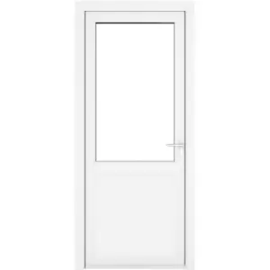 Image of Crystal uPVC Single Door Half Glass Half Panel Left Hand Open In 840mm x 2090mm Clear Double Glazed White (each)