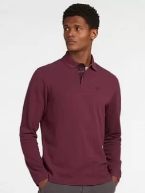 Barbour L/s Sports Polo, Merlot, Size L, Men