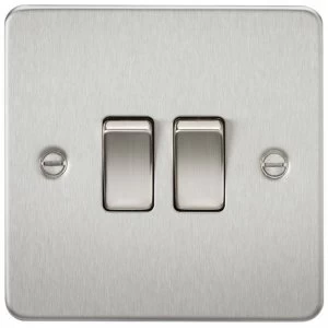Image of 10 PACK - Flat Plate 10AX 2G 2-way switch - brushed chrome