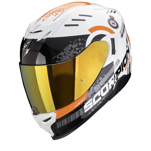 Scorpion EXO-520 Evo Air Titan White-Orange Full Face Helmet Size XS