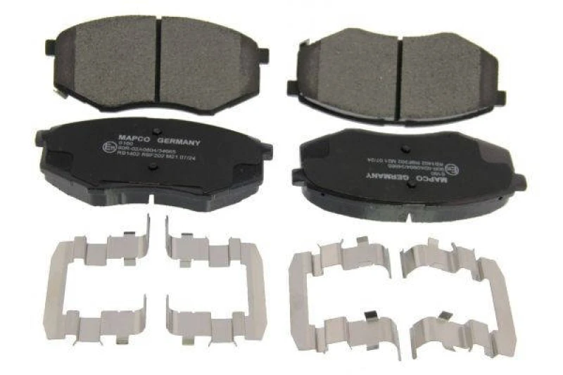 Image of MAPCO 6160 Brake pad set Front Axle, with acoustic wear warning, with accessories, with anti-squeak plate Brake Pad Set,disc brake (402)