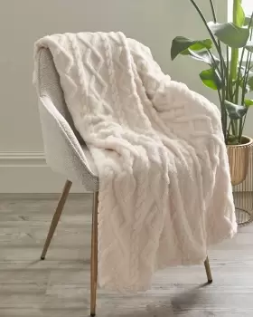 image of Cotton Traders Textured Cable Throw in Cream