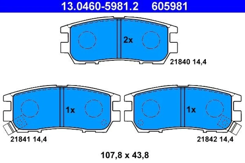 Image of ATE 13.0460-5981.2 Brake pad set with acoustic wear warning Brake Pad Set,disc brake (402)