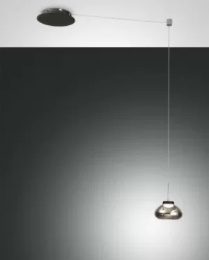 image of Arabella LED Dome Pendant Ceiling Lights Transparent Grey Glass