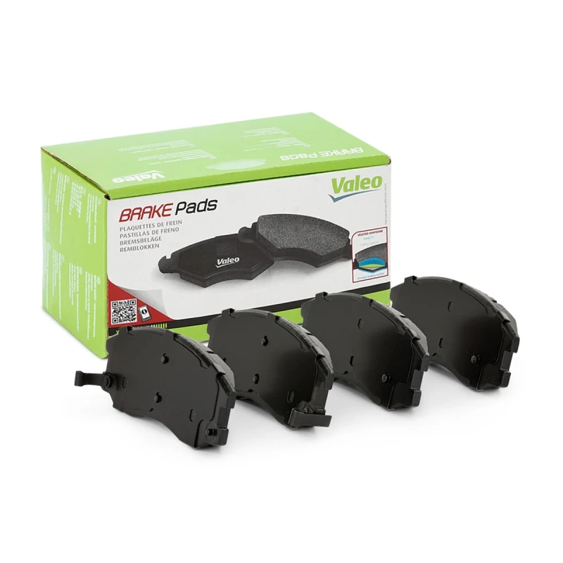 Image of VALEO 598942 Brake pad set Front Axle, with acoustic wear warning, with anti-squeak plate Brake Pad Set,disc brake (402)