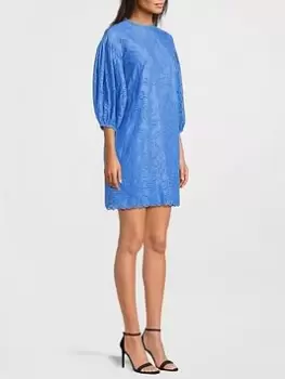 Image of Kate Spade New York Floral Eyelet Puff Sleeve Dress - Black