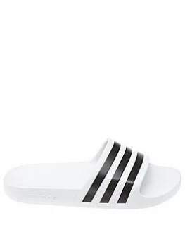 image of adidas Adilette Aqua Sliders - White/Black, Size 10, Men