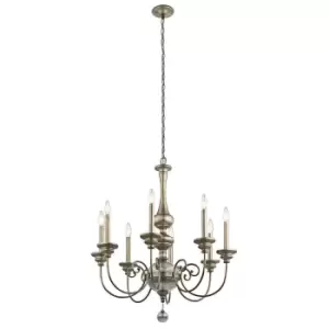 Image of 8 Bulb Chandelier Hanging Pendant LIght Sterling Gold LED E14 60W Bulb