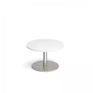 image of Monza circular coffee table with flat round brushed steel base 800mm -