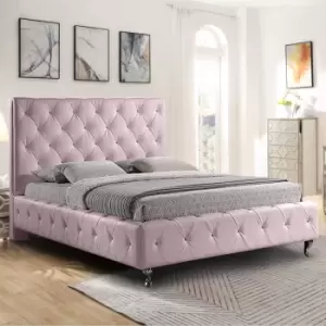 image of Barella Bed King Plush Velvet Pink