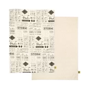 Image of Set of 2 Kitchen Pantry Whip Up A Storm Tea Towels Black