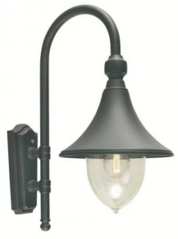 Image of 1 Light Outdoor Dome Wall Lantern Light Black IP54, E27