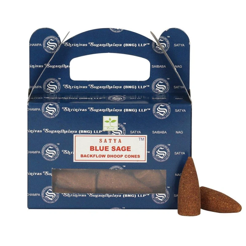 Image of KDMD Set of 6 Packets of Blue Sage Backflow Dhoop Cones Blue