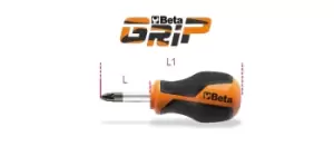 image of Beta Tools 1269NPZ Beta GRIP Pozidriv Supadriv Stubby Screwdriver PZ1