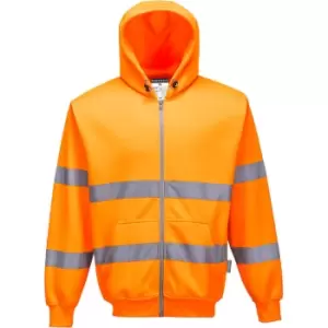 image of Portwest Zip Front Class 3 Hi Vis Hoodie Orange 2XL