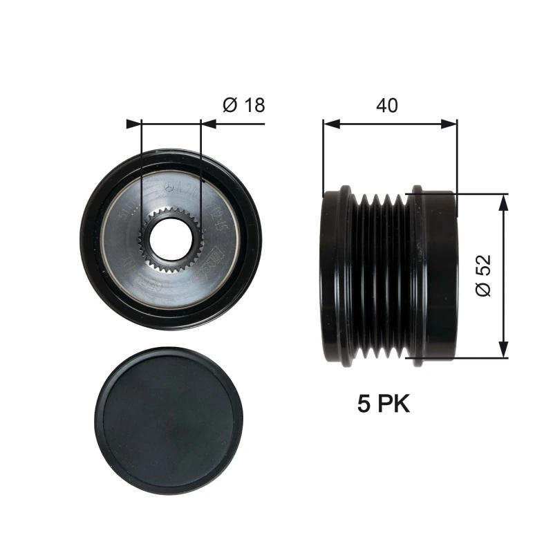 Image of GATES Alternator clutch pulley GATES OAP7209