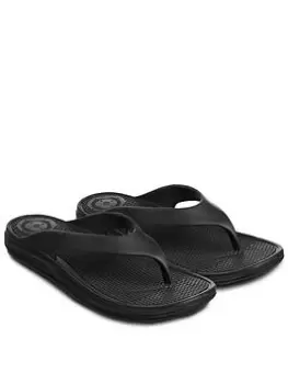 image of TOTES Ladies Solbounce With Toe Post Sandals - Black, Size 4, Women