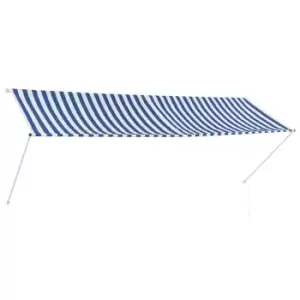 image of Vidaxl Retractable Awning 350X150cm Blue And White