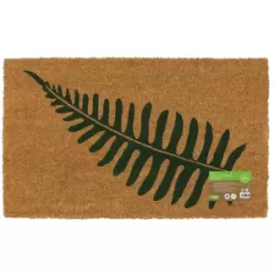 image of Eco-Friendly Placement Latex Backed Coir Entrance Door Mat, Leaf Design