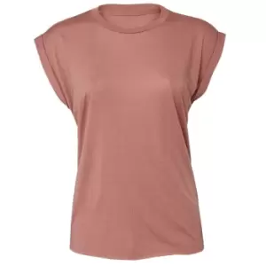 image of Bella + Canvas Womens/Ladies Flowy Rolled Cuff Muscle T-Shirt (L) (Mauve)