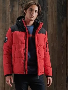 Image of Superdry Quilted Everest Jacket, Red Size M Men