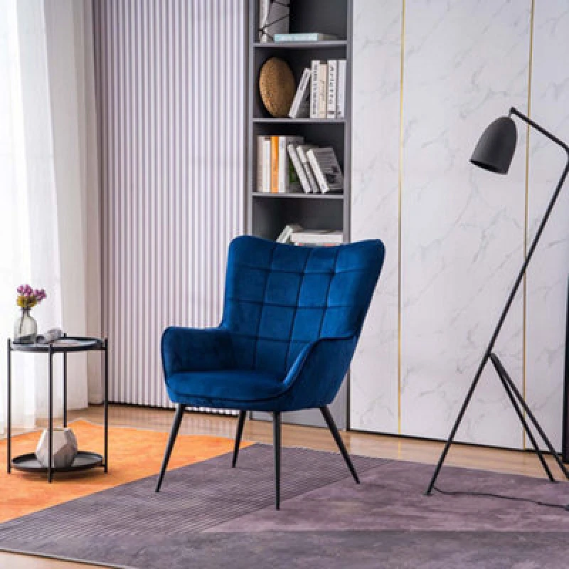 Image of More4Homes Vera Velvet Occasional Living Room Modern Accent Chair in 3 Colours Blue