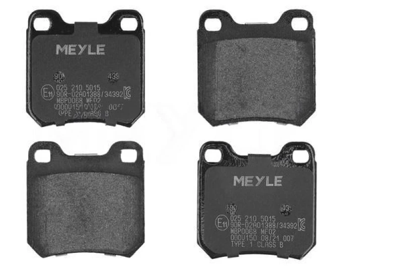 Image of MEYLE 025 210 5015 Brake pad set Rear Axle, excl. wear warning contact, Original Quality, with anti-squeak plate Brake Pad Set,disc brake (402)