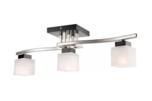 Image of Dana Multi Arm Semi Flush Ceiling Light With Glass Shade, Wenge, 3x E14