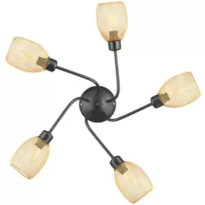 image of Onli Spirit 5 Light Multi Arm Semi Flush Ceiling Lamp, Black