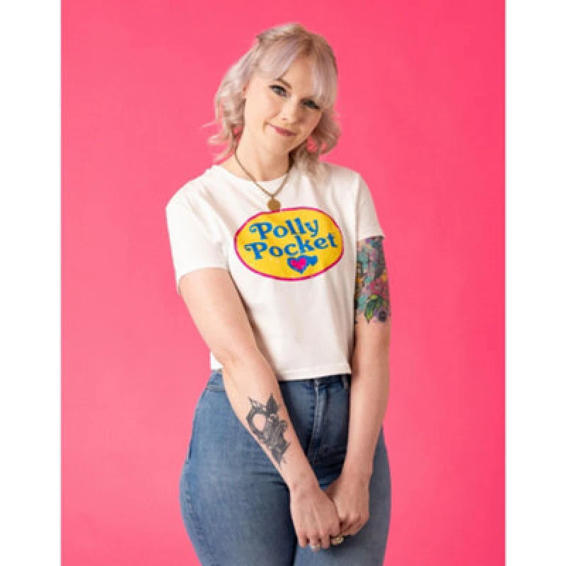 Image of Polly Pocket Cropped Short Sleeved T-Shirt White female