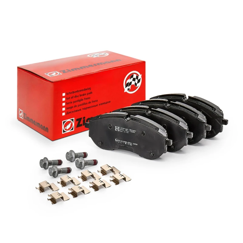Image of ZIMMERMANN 22493.195.2 Brake pad set Front Axle, prepared for wear warning indicator, Photo corresponds to scope of supply, with bolts/screws Brake P