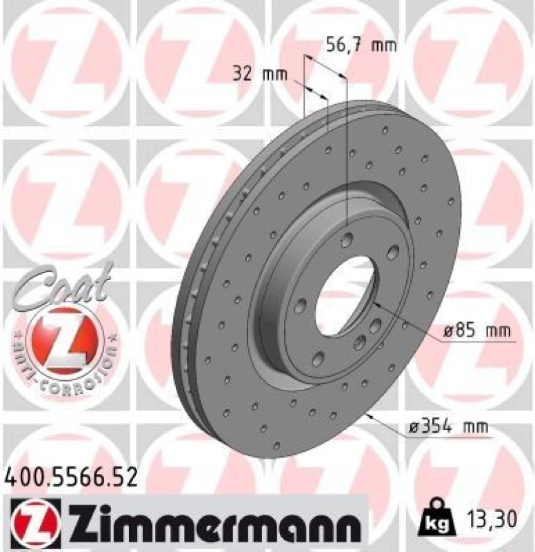 Image of ZIMMERMANN Brake disc ZIMMERMANN 400.5566.52