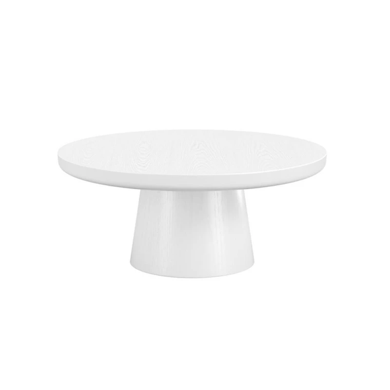Image of SO'HOME Zoro Round Ash Veneer Coffee Table White ONE SIZE